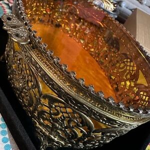 Elegant Gold and Amber Jewelry Casket